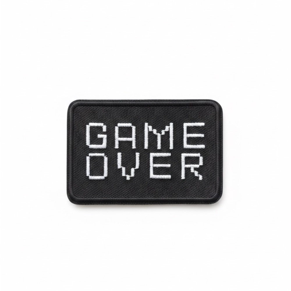 Black and White Game Over Iron On Patch